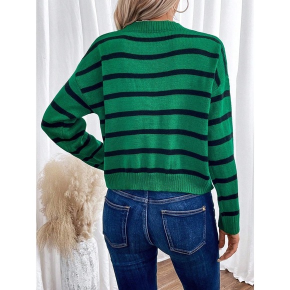🌟 minimalist preppy Striped oversized Sweater - Picture 8 of 11